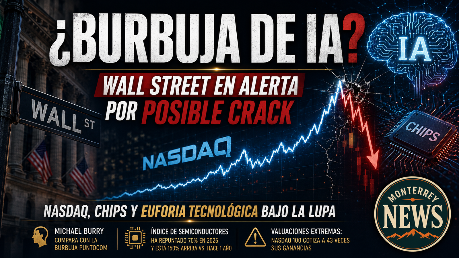 ¿Burbuja de Inteligencia Artificial? Wall Street rompe récords mientras crecen las advertencias de un posible ajuste