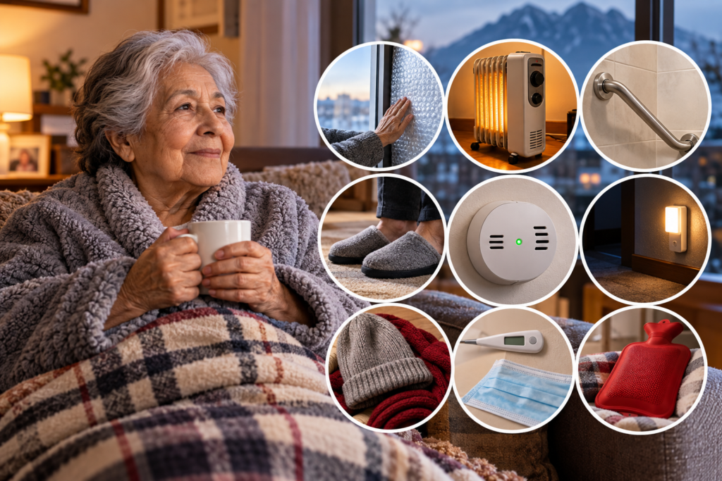 Adulto mayor protegido del frío en casa: recomendaciones para un invierno seguro