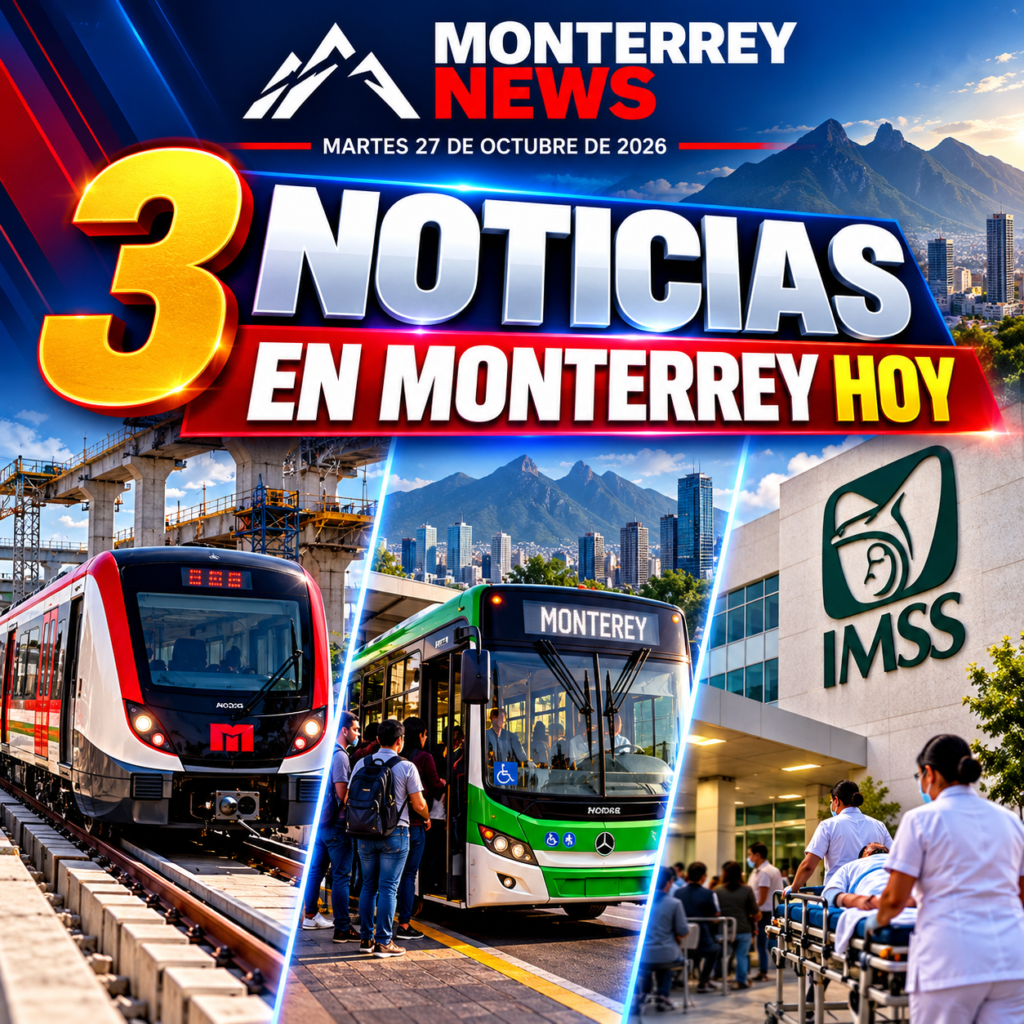 Portada Hoy Monterrey: tres noticias sobre Metro, transporte público e IMSS, 27 de octubre de 2026