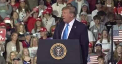Donald Trump durante un acto político; imagen destacada de la verificación sobre aranceles y el muro fronterizo